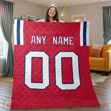 Custom Premium Quilt Blanket New England Jersey American Football Personalized Quilt Gifts for Her & Him